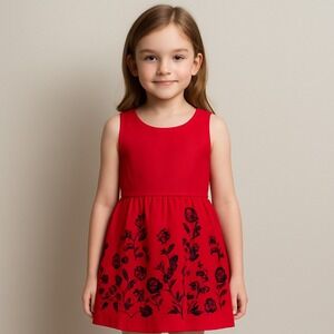Knit Works Girls Red Floral Sleeveless Party Dress Size 8 Valentines